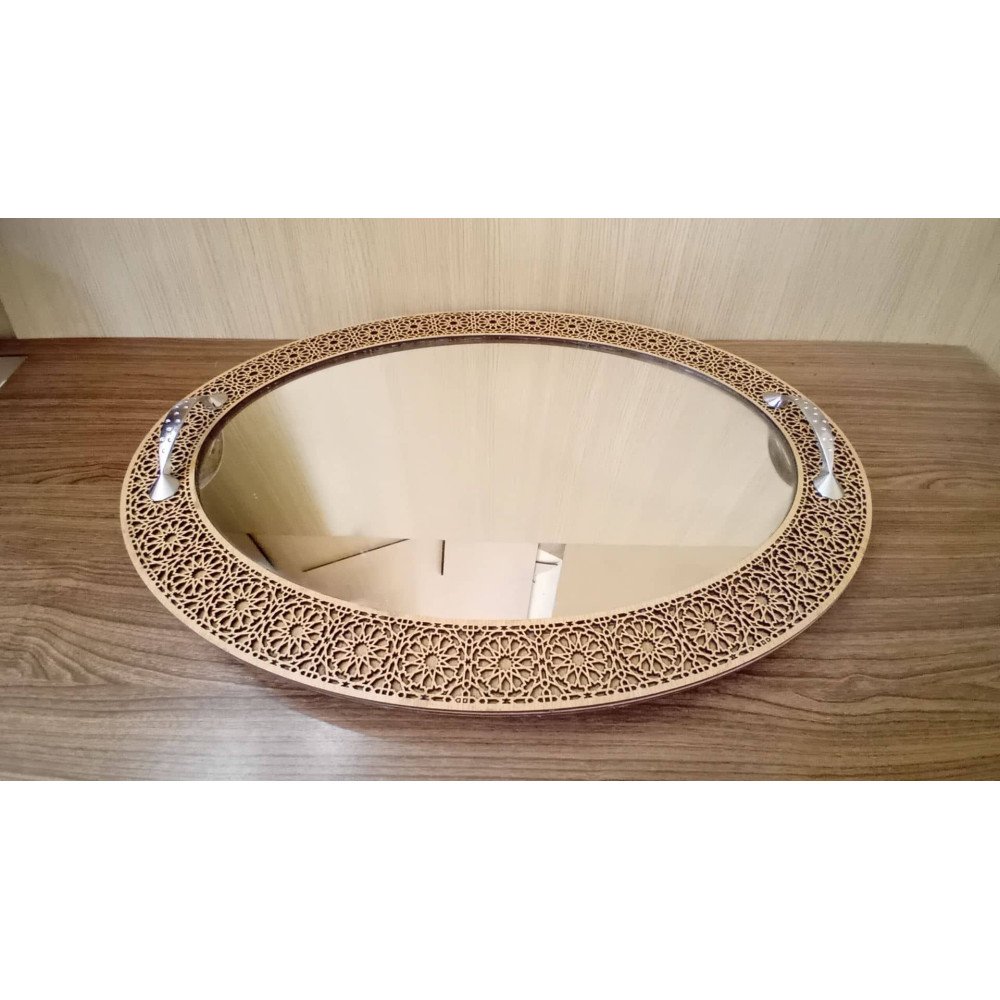 Plateau marocaine ovale en bois moderne Plateau marocaine ovale en bois moderne