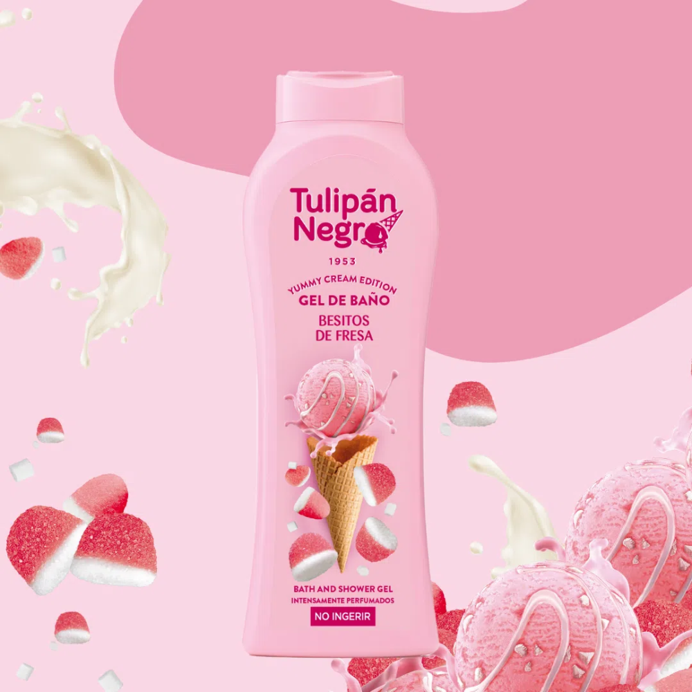 Gel de Baño Tulipán Negro Besitos de Fresa 650 ML