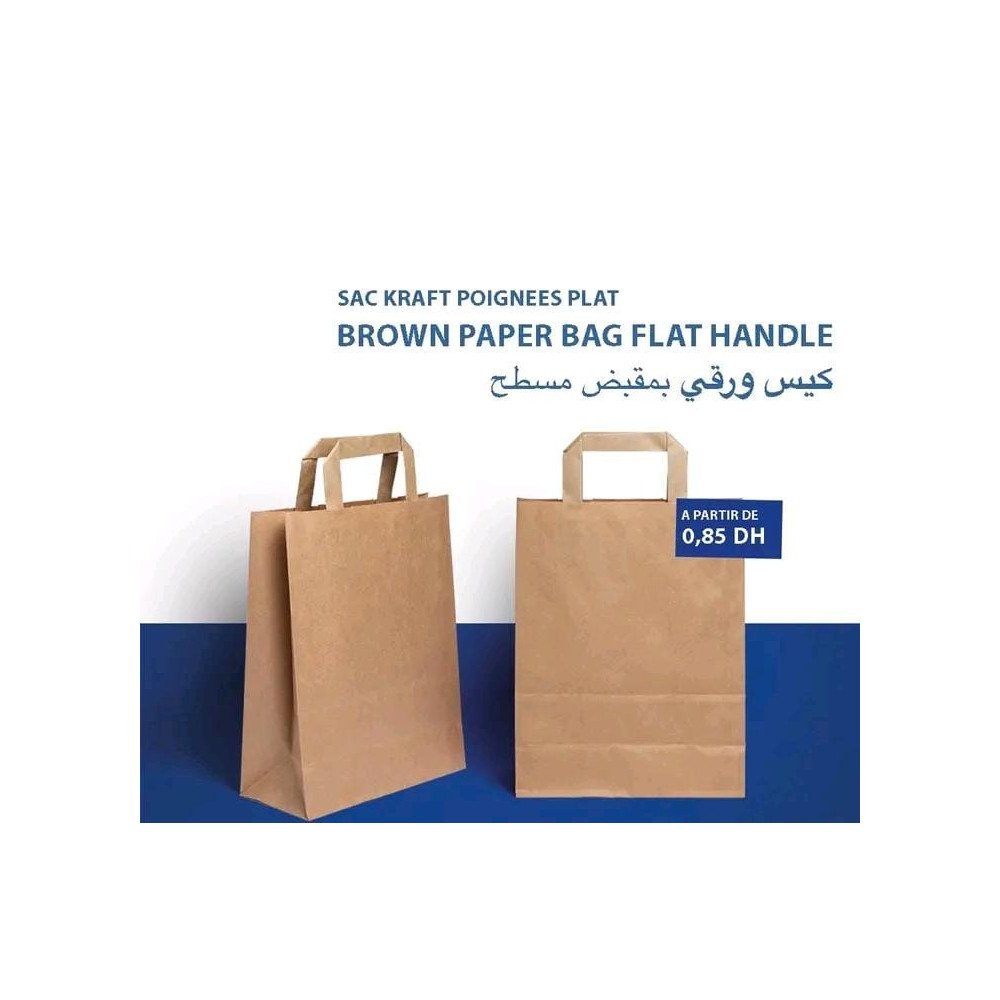 Sac kraft à poignées plates